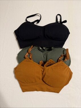 Women's Seamless Padded Bralette - Black, Olive, Rust-s24